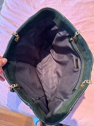 Bolso Purificación García verde y dorado