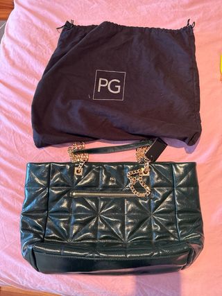 Bolso Purificación García verde y dorado