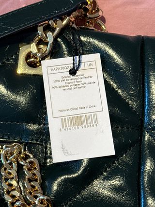 Bolso Purificación García verde y dorado