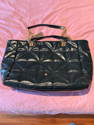 Bolso Purificación García verde y dorado