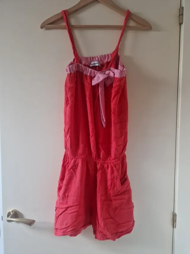 Mono corto rojo niña lazo rayas