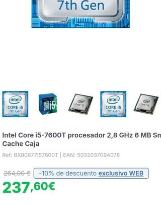 Procesador Intel Core i5-7600T 2.8GHz 6MB