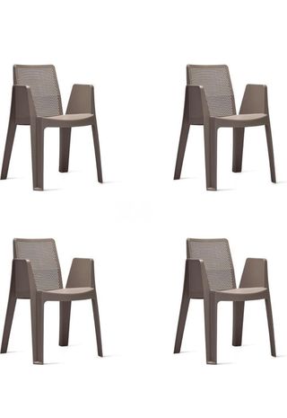 GARBAR Set 4 Sedie con Braccioli per Esterno | Giardino, Terrazza, Balcone, Picnic, Camping, Eventi