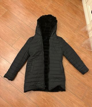 Giubbotto pellicciotto donna reversibile nero