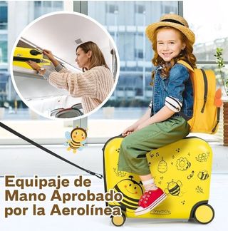 Maleta Infantil con mochila COSTWAY Abeja Amarilla