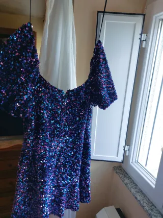 Vestido lentejuelas Zara multicolor