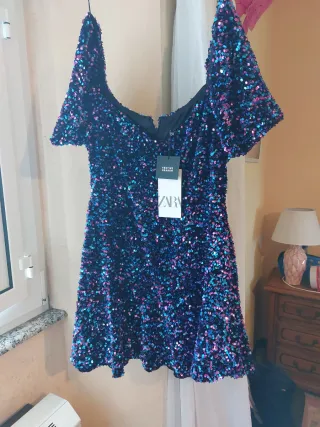 Vestido lentejuelas Zara multicolor