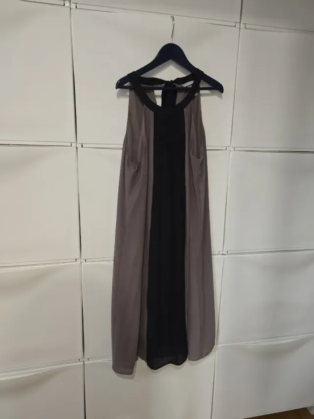 Vestido Midi Negro y Topo