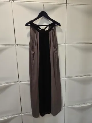 Vestido Midi Negro y Topo