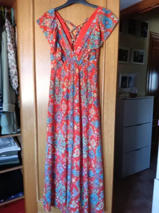 Vestido largo estampado multicolor