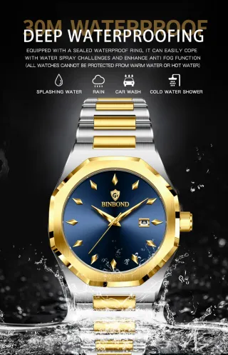 Reloj Binbond Hombre Azul y Dorado