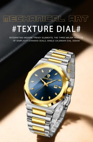 Reloj Binbond Hombre Azul y Dorado