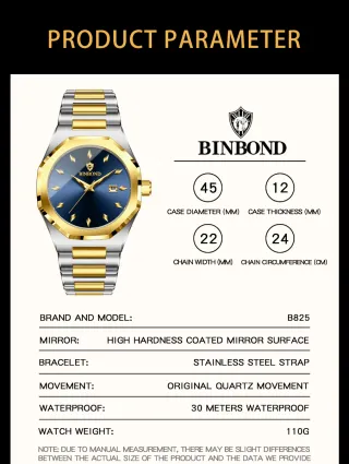 Reloj Binbond Hombre Azul y Dorado