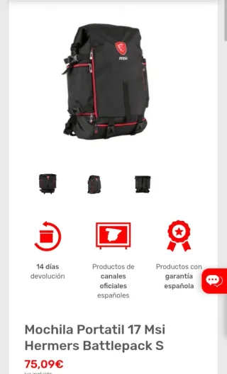 Mochila Portatil 17 Msi Hermers Battlepack S