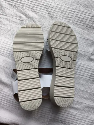 Sandalias Chamby Piel Blanca Talla 41 Velcro