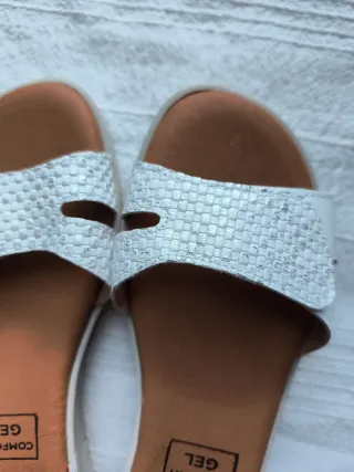 Sandalias Chamby Piel Blanca Talla 41 Velcro