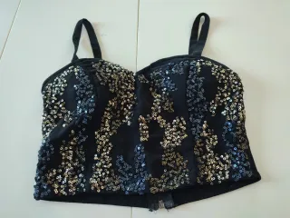 Top lentejuelas negro y dorado