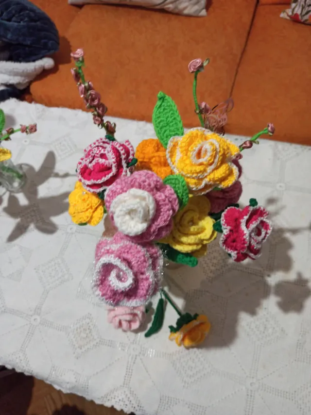Rosas crochet hechas a mano