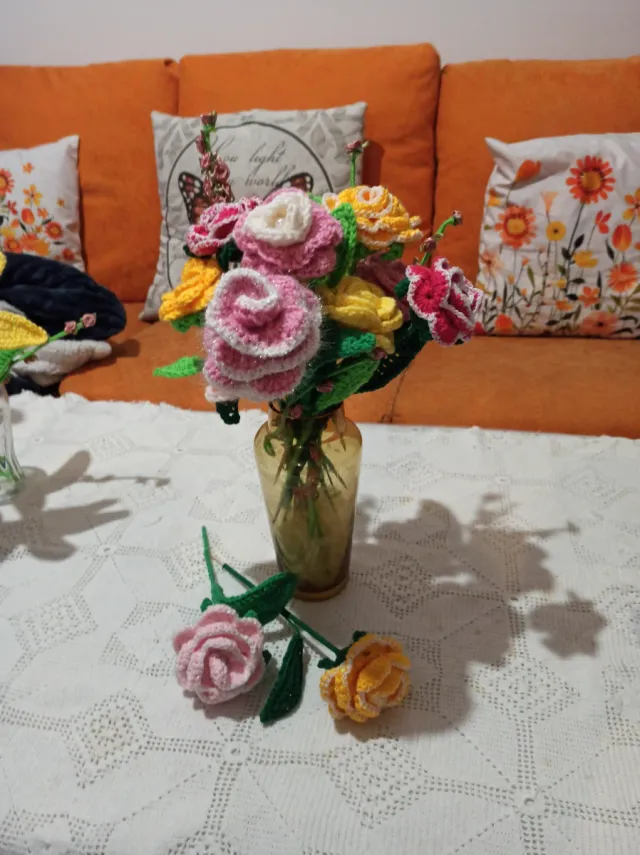 Rosas crochet hechas a mano