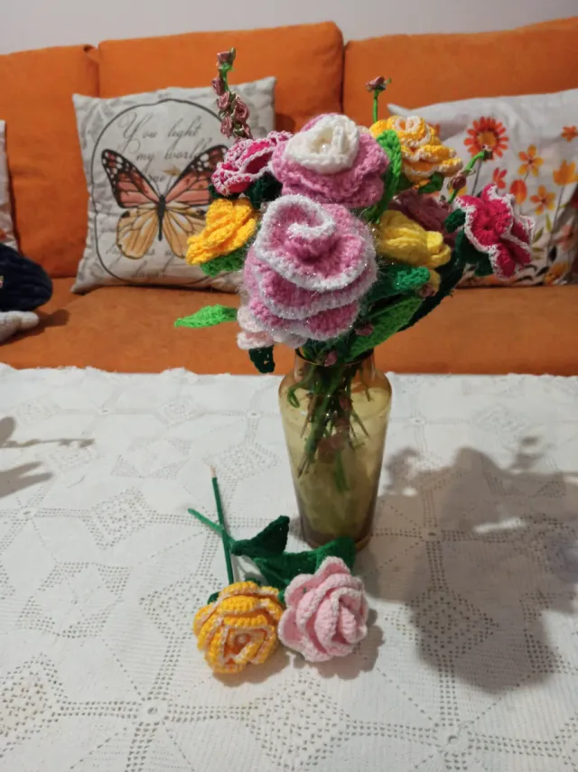 Rosas crochet hechas a mano