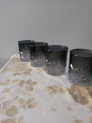 Set 6 Bicchieri Vetro Grigio Trasparente