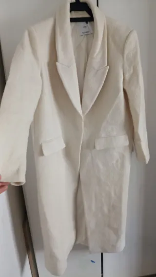 Mango Abrigo Mujer Talla M Beige