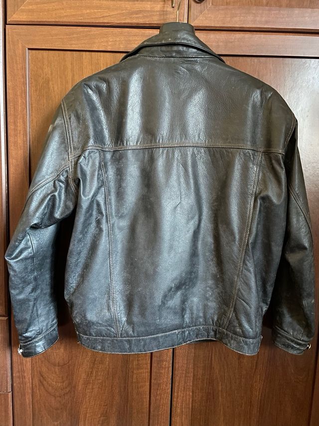 Giacca vera pelle vintage uomo, tipo Schott