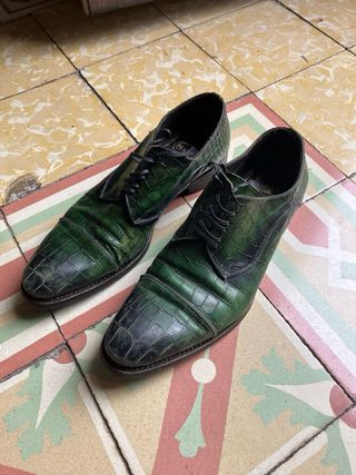 Zapatos de vestir piel verde cocodrilo