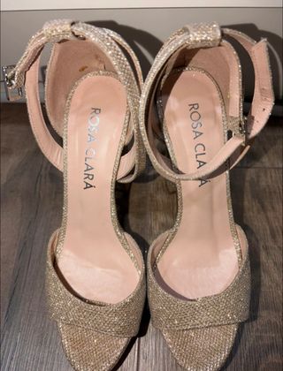 Rosa Clara Zapatos Dorados Tacon Fiesta