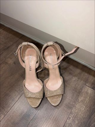 Rosa Clara Zapatos Dorados Tacon Fiesta