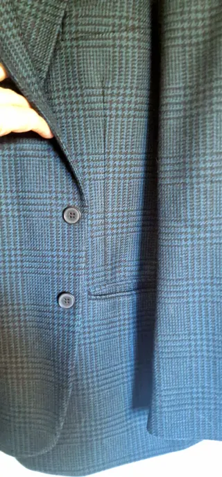 Chaqueta caballero cuadros negra y azul, talla 58