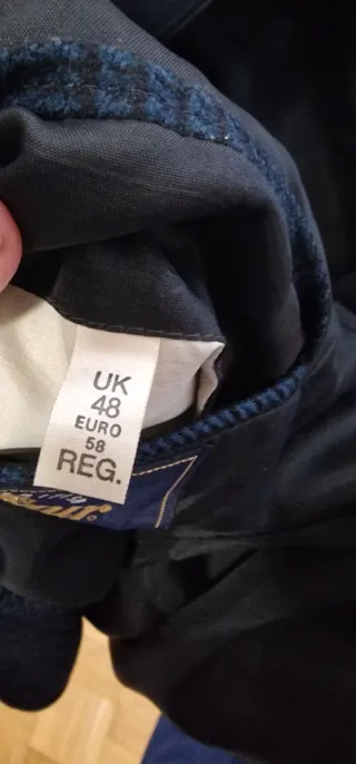 Chaqueta caballero cuadros negra y azul, talla 58