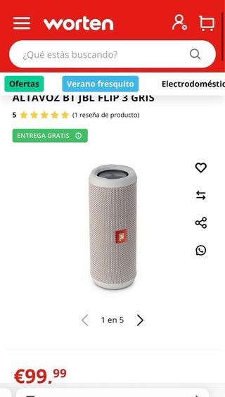 JBL Flip 3 Gris - Altavoz Bluetooth Portátil