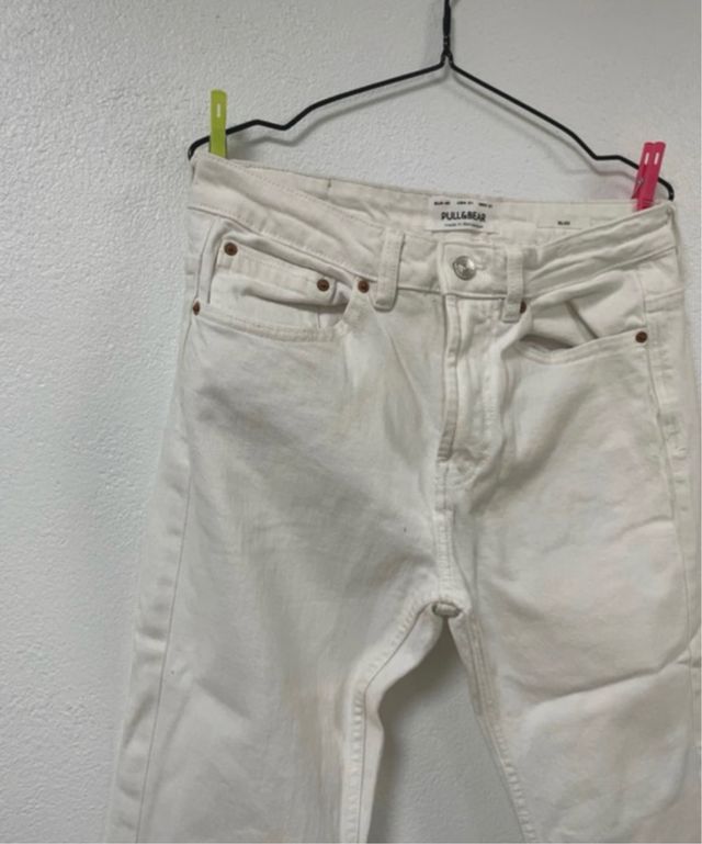 Pantalón Hombre Pull&Bear Talla M Blanco