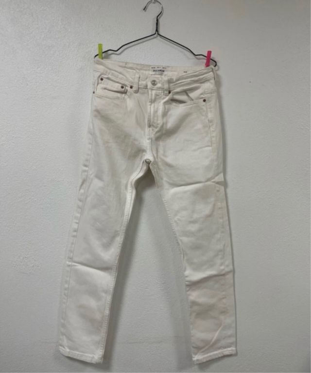 Pantalón Hombre Pull&Bear Talla M Blanco