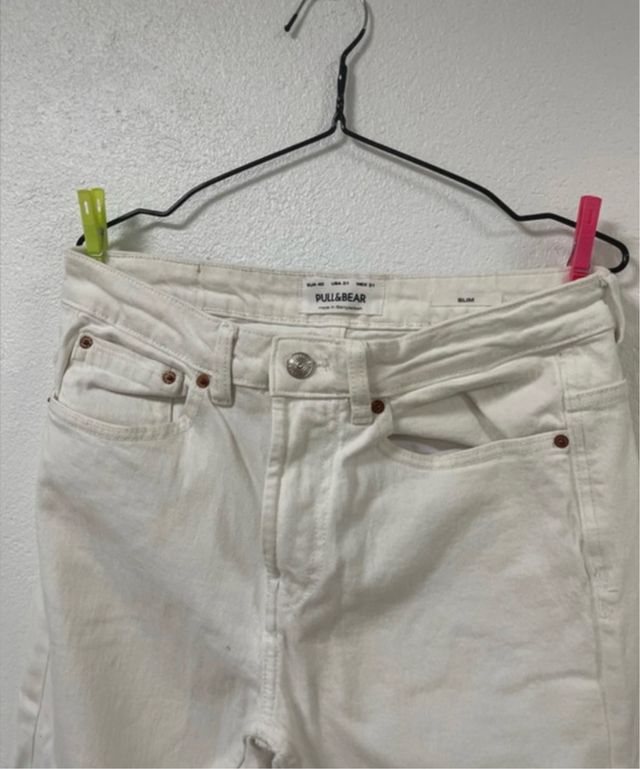 Pantalón Hombre Pull&Bear Talla M Blanco