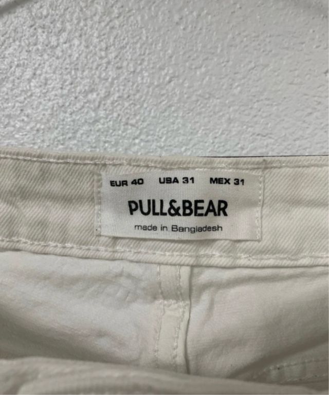 Pantalón Hombre Pull&Bear Talla M Blanco