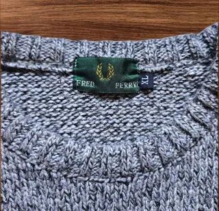 Maglione Fred Perry Uomo Grigio Patch Gomito