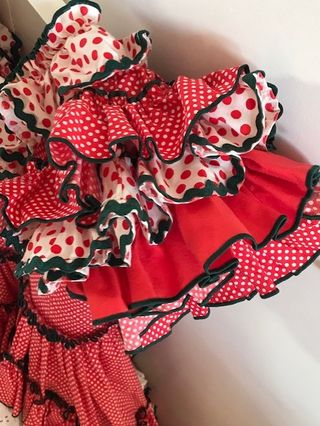 Vestido Flamenca Niña Rojo, Blanco y Verde