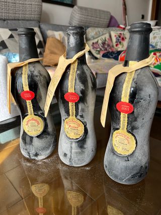 Collezione 3 bottiglie vino vuote G. Troglia