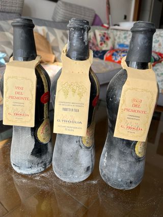 Collezione 3 bottiglie vino vuote G. Troglia