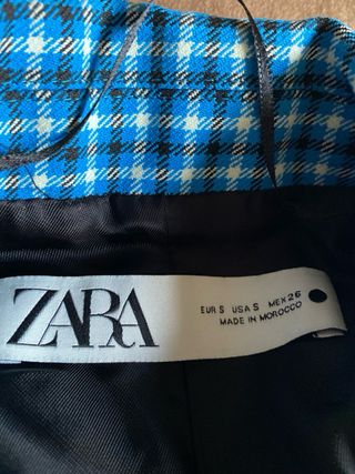 Chaqueta Cuadros Cropped Zara Talla S