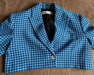 Chaqueta Cuadros Cropped Zara Talla S