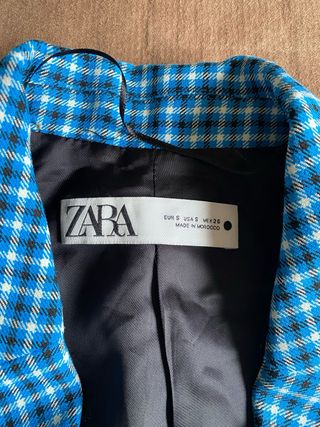 Chaqueta Cuadros Cropped Zara Talla S