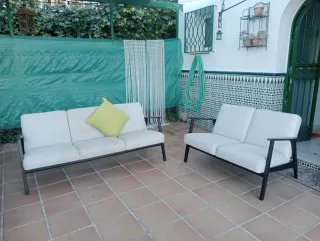 Sofá de 2 plazas madera y tela
