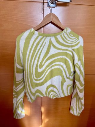 Jersey Stradivarius verde y blanco Talla S