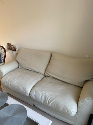 Sofá 2 plazas beige tela