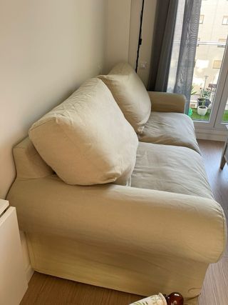 Sofá 2 plazas beige tela