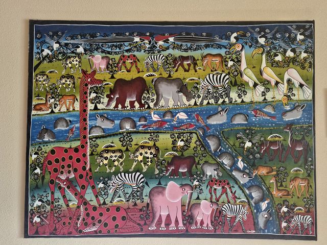 Cuadro animales Kilimandjaro tela