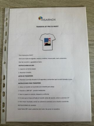 7 fogli di trasferimento inkjet HISARNOX